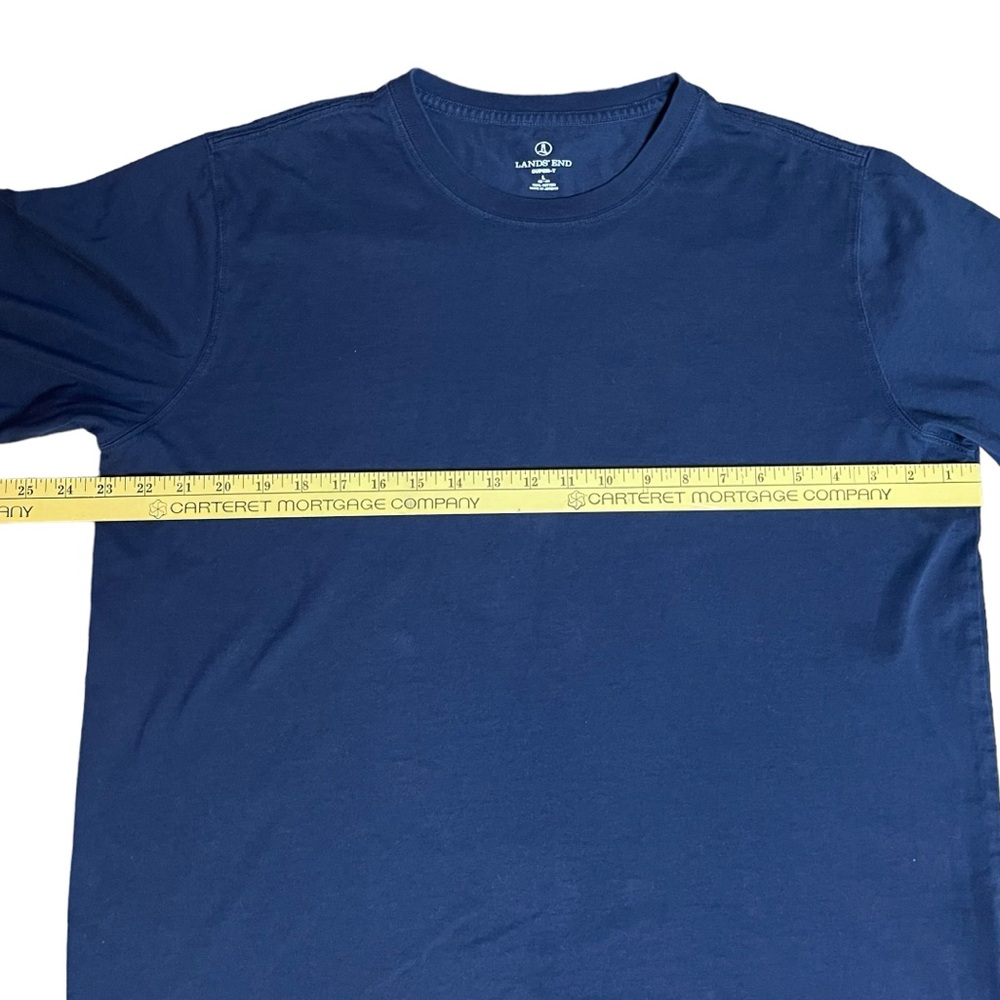 Lands End Super-T Mens Large L Blue Cotton Long Sleeve Crew Neck T-Shirt Casual - Picture 11 of 13